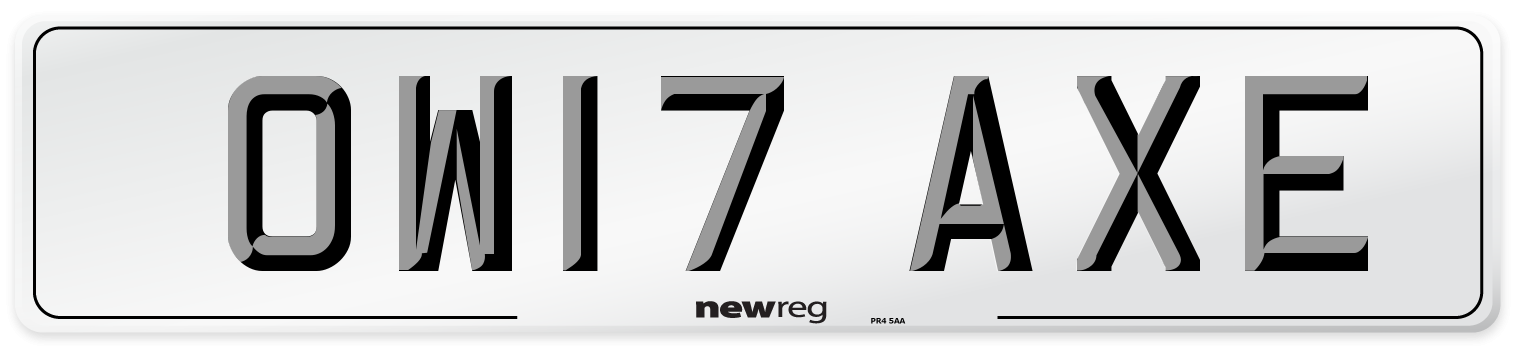 OW17 AXE Number Plate from New Reg